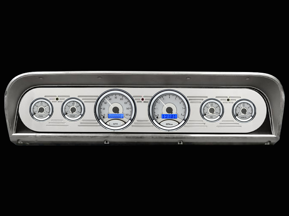 1967-1972 Ford Truck Billet Aluminum Gauge Panel w/ Dakota Digital VHX Silver Alloy Gauges