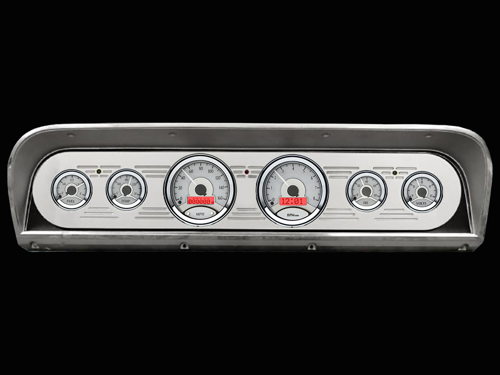 1967-1972 Ford Truck Billet Aluminum Gauge Panel w/ Dakota Digital VHX Silver Alloy Gauges - Image 3