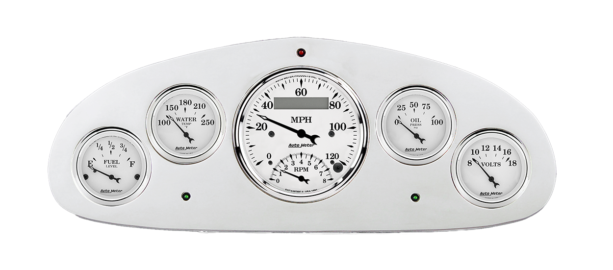 1934 Chevy Master Aluminum Gauge Panel w/ Auto Meter Street Rod Series Gauges (Speedo/Tach) - Image 5