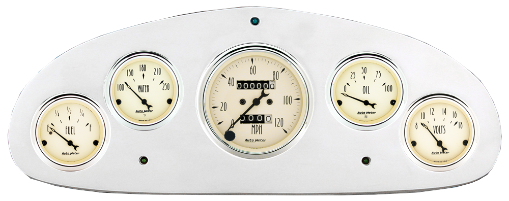 1934 Chevy Master Billet Aluminum Gauge Panel w/ Auto Meter Street Rod series gauges - Image 2
