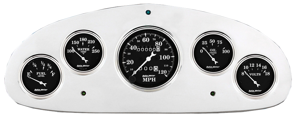 1934 Chevy Master Billet Aluminum Gauge Panel w/ Auto Meter Street Rod series gauges