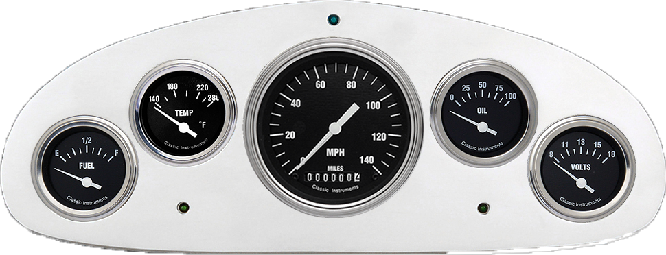 1934 Chevy Master Billet Aluminum 5 Gauge Panel w/ Classic Instruments Gauges