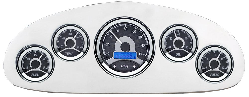 1934 Chevy Master Billet Aluminum Gauge Panel w/ Dakota Digital VHX-1050 Black Alloy Gauges