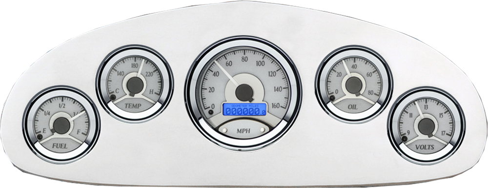 1934 Chevy Master Billet Aluminum Gauge Panel w/ Dakota Digital VHX-1050 Silver Alloy Gauges