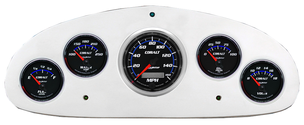 1934 Chevy Master Billet Aluminum Gauge Panel w/ Auto Meter Cobalt Gauges
