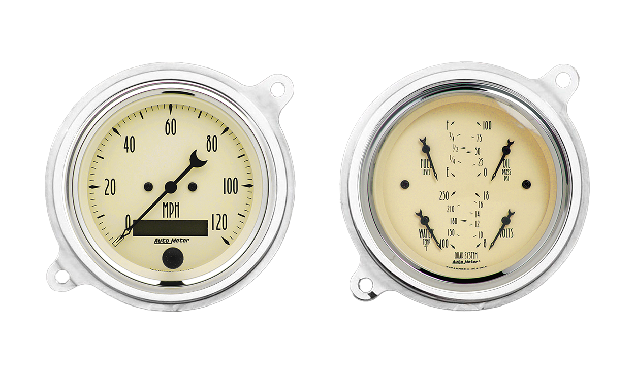 1936 Chevy Standard Aluminum Adapter Rings w/ Auto Meter Street Rod Series Gauges - Image 3