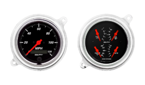 1936 Chevy Standard Aluminum Adapter Rings w/ Auto Meter Street Rod Series Gauges