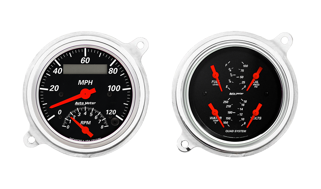1936 Chevy Standard Aluminum Adapter Rings w/ Auto Meter Street Rod Series Gauges (Speedo/Tach) - Image 2