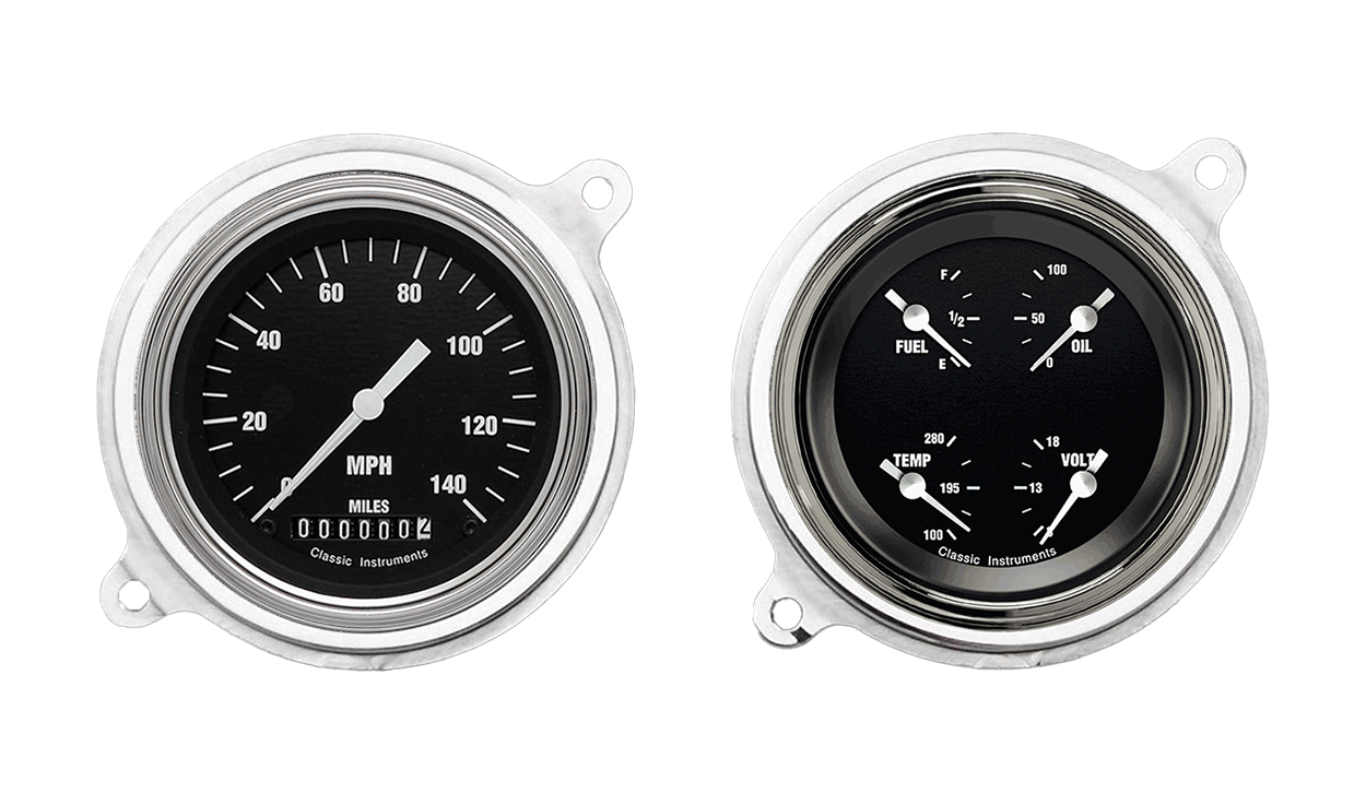 1936 Chevy Standard Aluminum Adapter Rings w/ Classic Instruments Gauges - Image 2