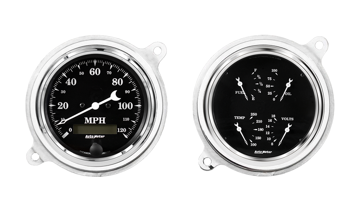 1936 Chevy Standard Aluminum Adapter Rings w/ Auto Meter Street Rod Series Gauges - Image 2