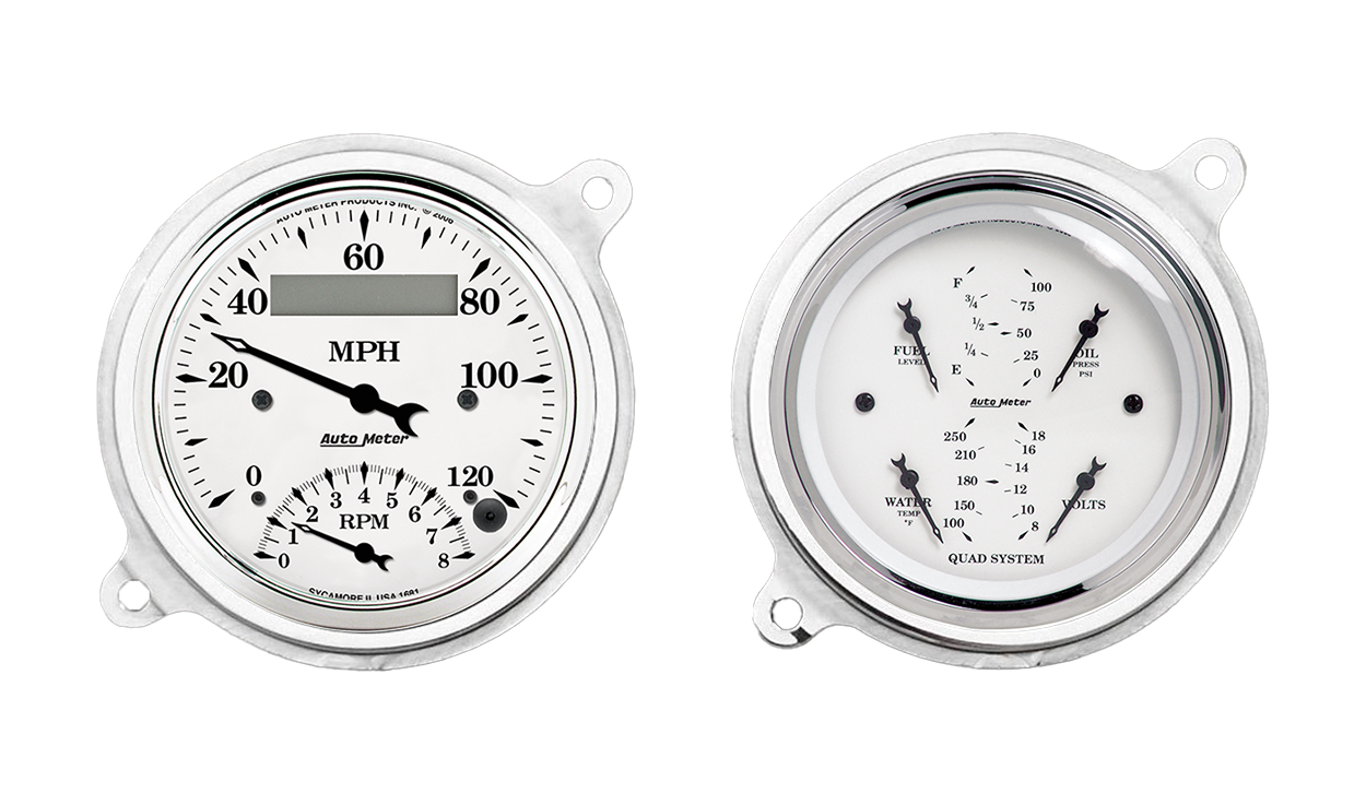 1936 Chevy Standard Aluminum Adapter Rings w/ Auto Meter Street Rod Series Gauges (Speedo/Tach) - Image 4