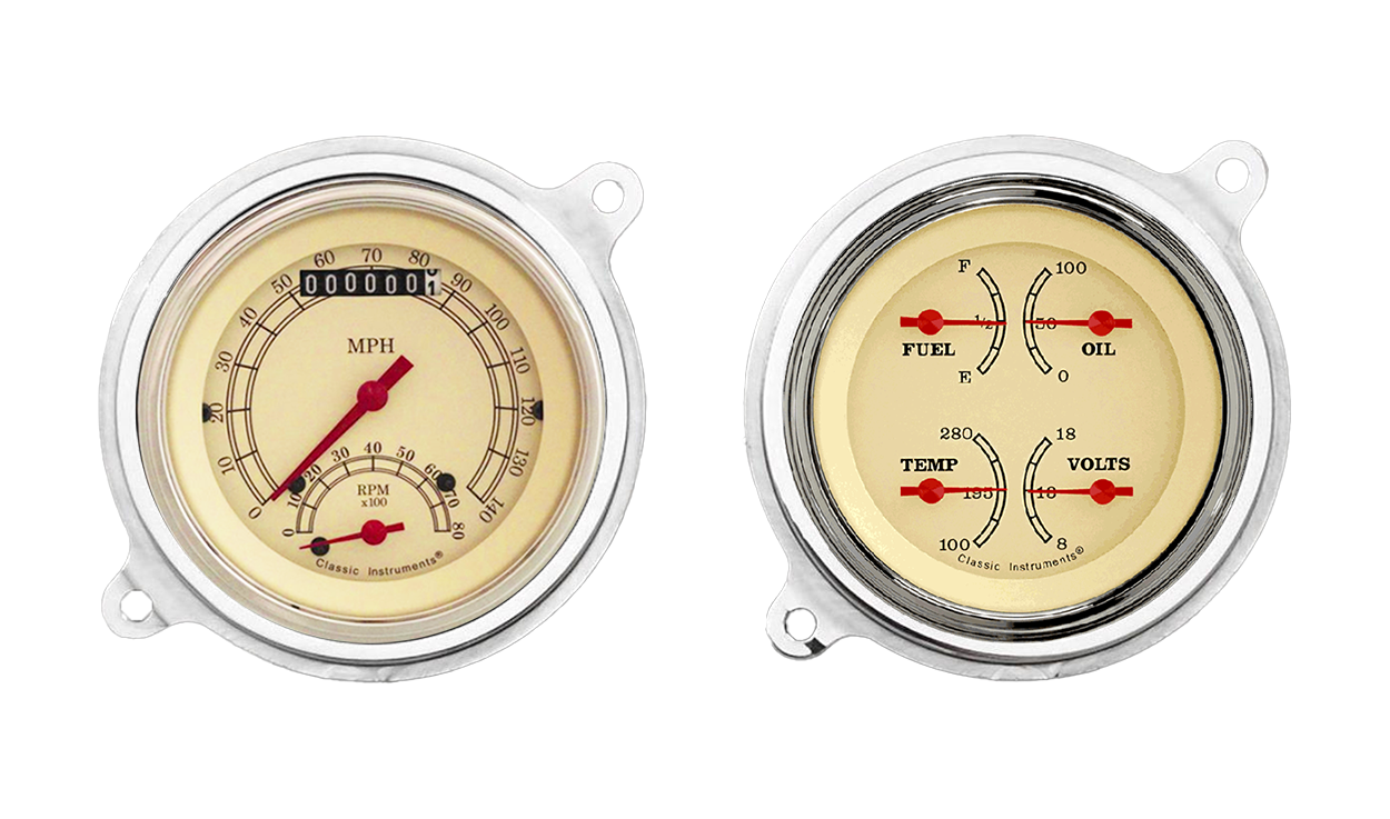 1936 Chevy Standard Aluminum Adapter Rings w/ Classic Instruments Gauges (Ultimate Speedometer)