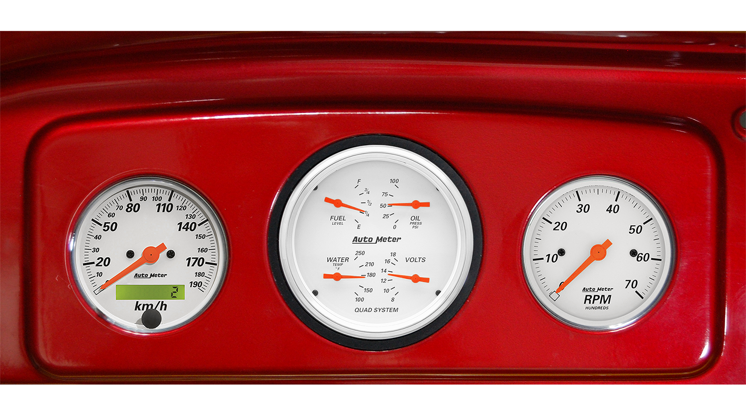 1935-1936 Chevy Master or 1935-1939 Chevy Truck Gauge Adapters w/ Auto Meter Arctic White Gauges - Image 2