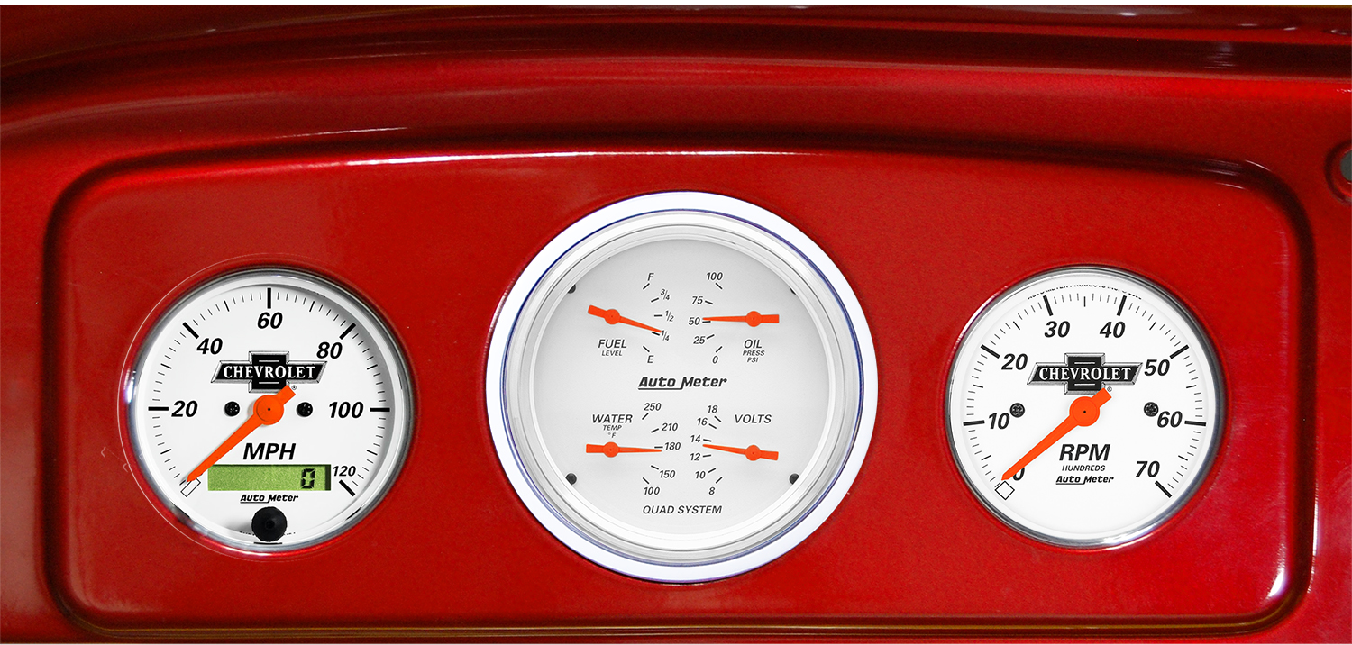 1935-1936 Chevy Master or 1935-1939 Chevy Truck Gauge Adapters w/ Auto Meter Chevy Vintage Gauges - Image 2