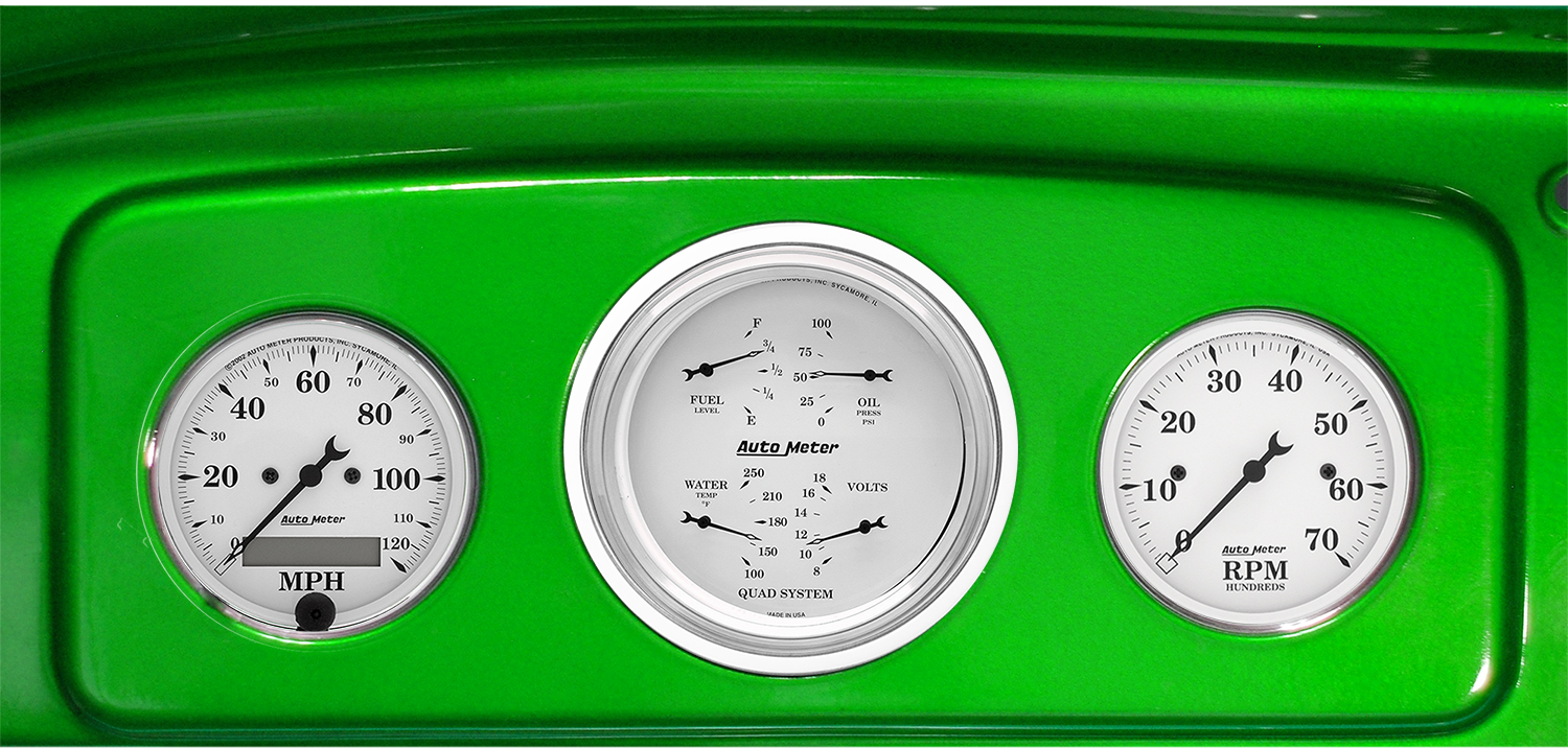 1935-1936 Chevy Master or 1935-1939 Chevy Truck Gauge Adapter w/ Auto Meter Old Tyme White Gauges - Image 2