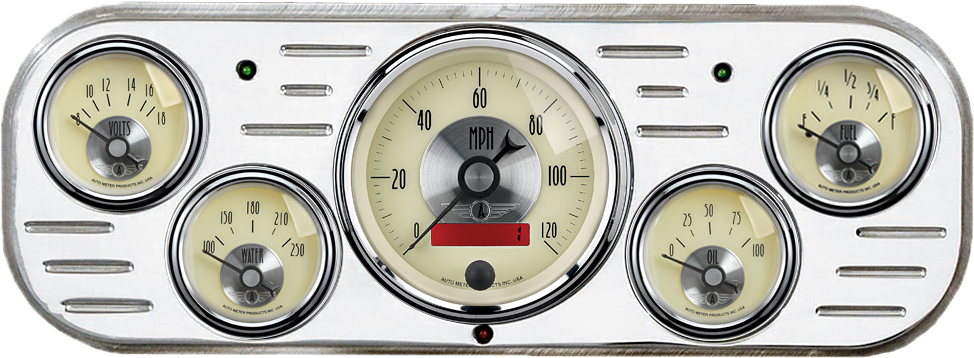 1937-1938 Chevy Car Aluminum 5 Gauge Panel w/ Auto Meter Prestige Series