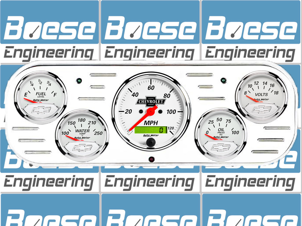 1937-1938 Chevy Car Aluminum Gauge Panel w/ Auto Meter Chevy Vintage Gauges