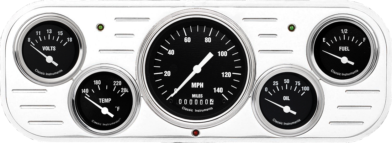 1937-1938 Chevy Car Aluminum 5 Gauge Panel w/ Classic Instruments Gauges