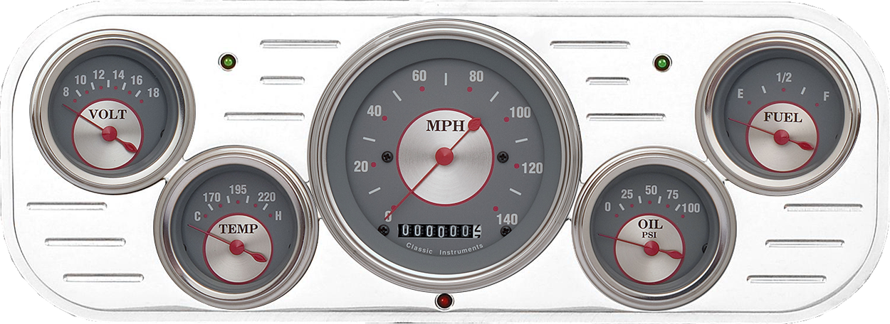 1937-1938 Chevy Car Aluminum 5 Gauge Panel w/ Classic Instruments Gauges - Image 2