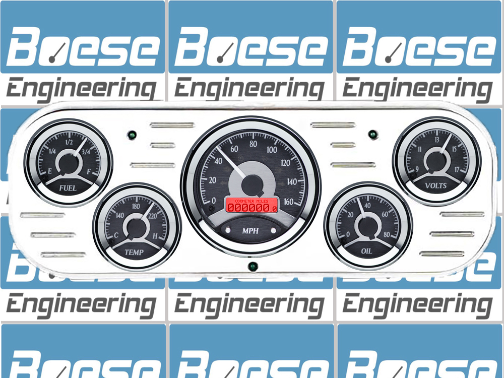 1937-1938 Chevy Car Aluminum Gauge Panel w/ Dakota Digital VHX-1050 Black Alloy Gauges