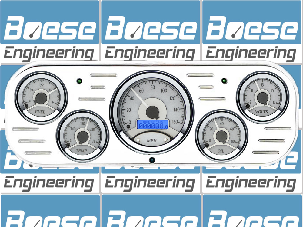 1937-1938 Chevy Car Aluminum Gauge Panel w/ Dakota Digital VHX-1050 Silver Alloy Gauges - Image 2