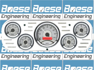 1937-1938 Chevy Car Aluminum Gauge Panel w/ Dakota Digital VHX-1050 Silver Alloy Gauges