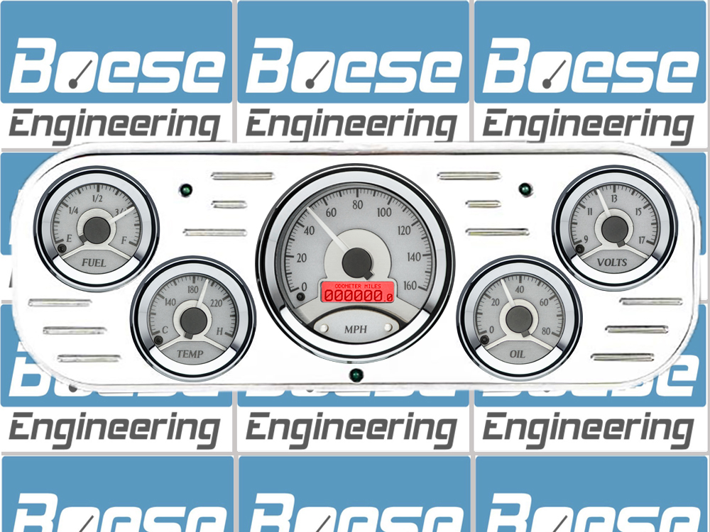 1937-1938 Chevy Car Aluminum Gauge Panel w/ Dakota Digital VHX-1050 Silver Alloy Gauges