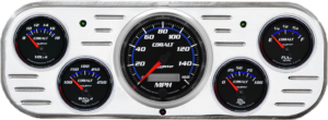 1937-1938 Chevy Car Aluminum Gauge Panel w/ Auto Meter Cobalt Gauges