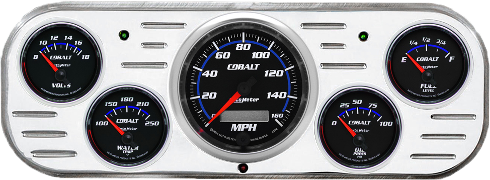 1937-1938 Chevy Car Aluminum Gauge Panel w/ Auto Meter Cobalt Gauges
