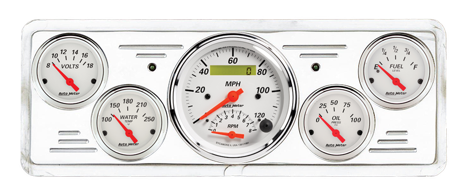 1939 Chevy Car Billet Aluminum Gauge Panel w/ Auto Meter Street Rod Series Gauges (Speedo/Tach)