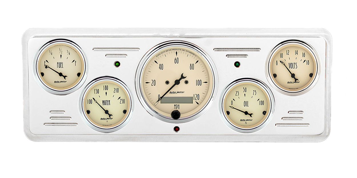 1939 Chevy Car Billet Aluminum Gauge Panel w/ Auto Meter Street Rod series gauges - Image 6