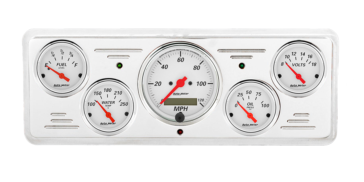 1939 Chevy Car Billet Aluminum Gauge Panel w/ Auto Meter Street Rod series gauges - Image 2