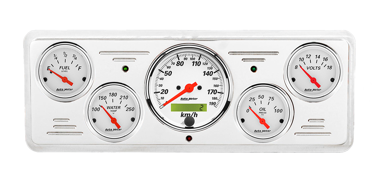 1939 Chevy Car Billet Aluminum Gauge Panel w/ Auto Meter Street Rod series gauges - Image 3