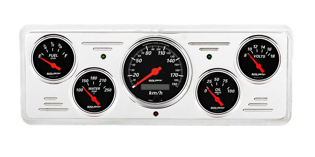 1939 Chevy Car Billet Aluminum Gauge Panel w/ Auto Meter Street Rod series gauges - Image 9