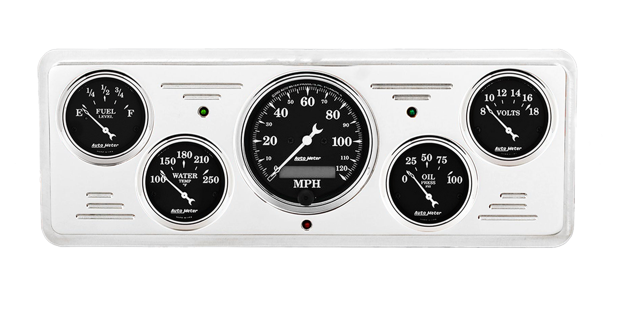 1939 Chevy Car Billet Aluminum Gauge Panel w/ Auto Meter Street Rod series gauges - Image 10