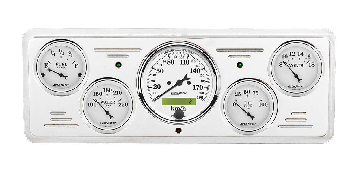 1939 Chevy Car Billet Aluminum Gauge Panel w/ Auto Meter Street Rod series gauges - Image 5
