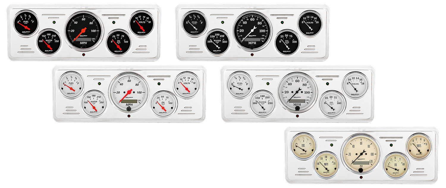 1939 Chevy Car Billet Aluminum Gauge Panel w/ Auto Meter Street Rod series gauges