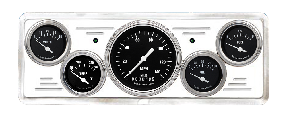 1939 Chevy Car Aluminum 5 Gauge Panel w/ Classic Instruments Gauges - Image 3