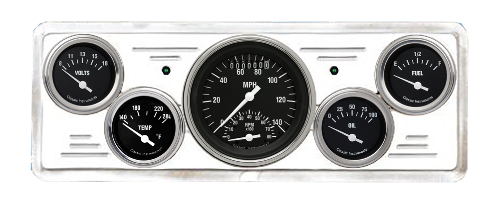 1939 Chevy Car Billet Aluminum 5 Gauge Panel w/ Classic Instruments Gauges (Ultimate Speedometer)