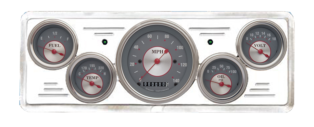 1939 Chevy Car Aluminum 5 Gauge Panel w/ Classic Instruments Gauges