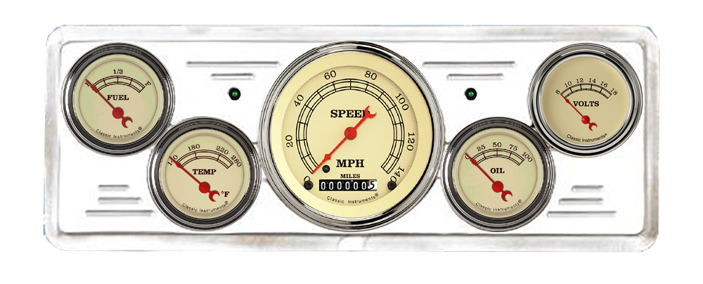 1939 Chevy Car Aluminum 5 Gauge Panel w/ Classic Instruments Gauges - Image 2