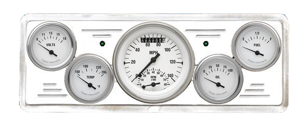 1939 Chevy Car Billet Aluminum 5 Gauge Panel w/ Classic Instruments Gauges (Ultimate Speedometer) - Image 2