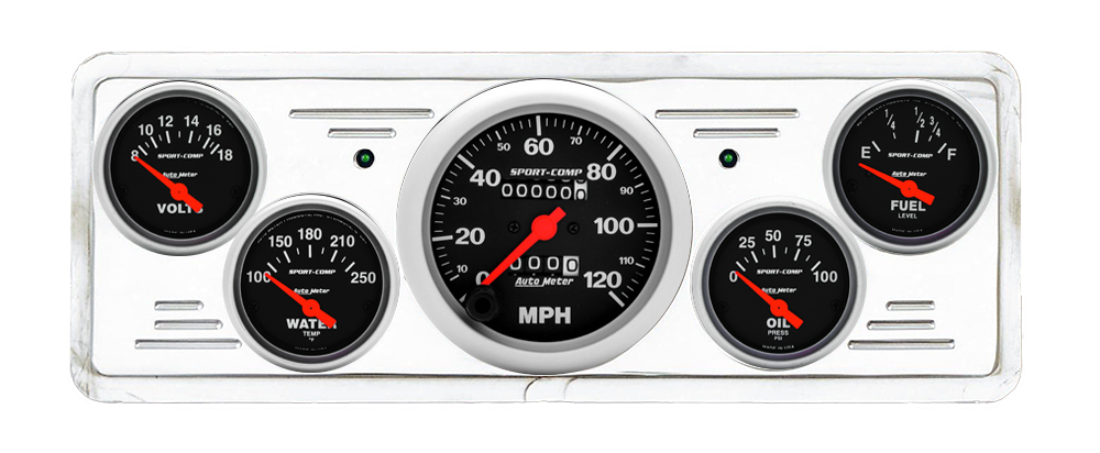 1939 Chevy Car Billet Aluminum Gauge Panel w/ Auto Meter Sport-Comp gauges