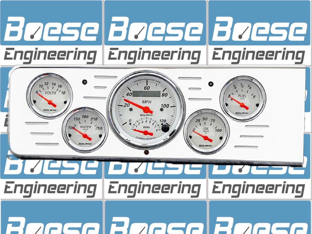1940 Chevy Car Billet Aluminum Gauge Panel w Auto Meter Street Rod Series Gauges (Speedo/Tach)