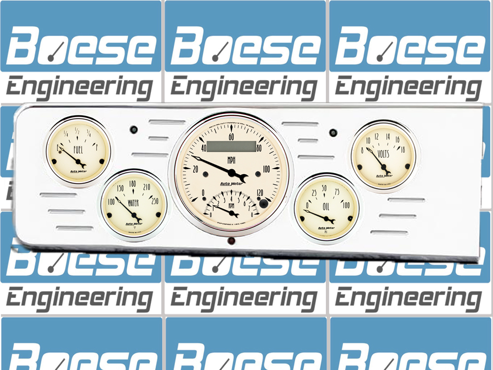 1940 Chevy Car Billet Aluminum Gauge Panel w Auto Meter Street Rod Series Gauges (Speedo/Tach) - Image 4