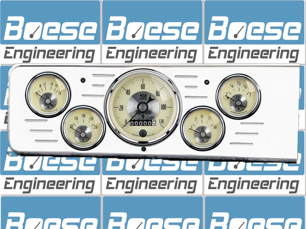 1940 Chevy Car Billet Aluminum 5 Gauge Panel w Auto Meter Prestige Series - Image 2