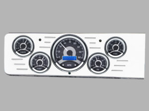 1940 Chevy Car Billet Aluminum Gauge Panel w/ Dakota Digital VHX-1050 Black Alloy Gauges