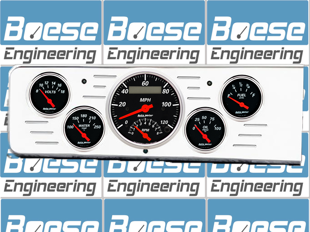 1940 Chevy Car Billet Aluminum Gauge Panel w Auto Meter Street Rod Series Gauges (Speedo/Tach) - Image 2