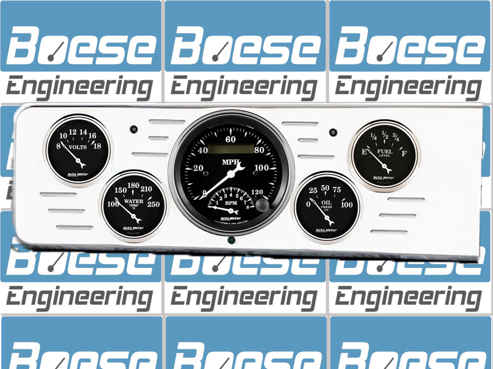 1940 Chevy Car Billet Aluminum Gauge Panel w Auto Meter Street Rod Series Gauges (Speedo/Tach) - Image 3