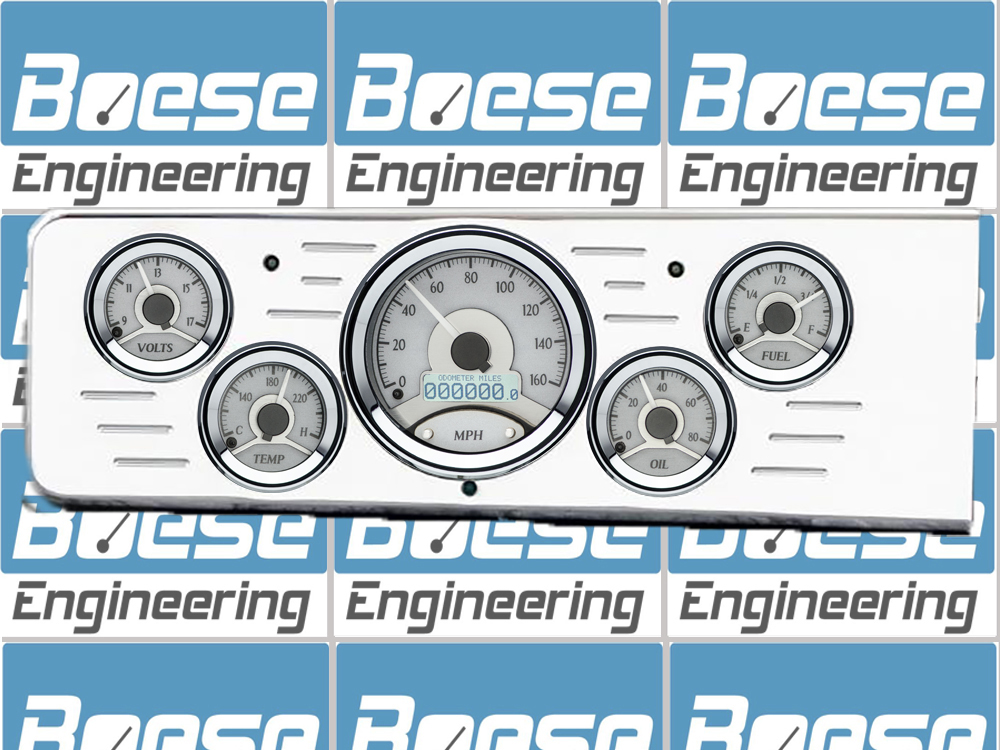 1940 Chevy Car Billet Aluminum Gauge Panel w/ Dakota Digital VHX-1050 Silver Alloy Gauges - Image 2